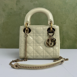 Dior Mini Lady Dior (3-Grid), Light Green Cannage Lambskin Handbag